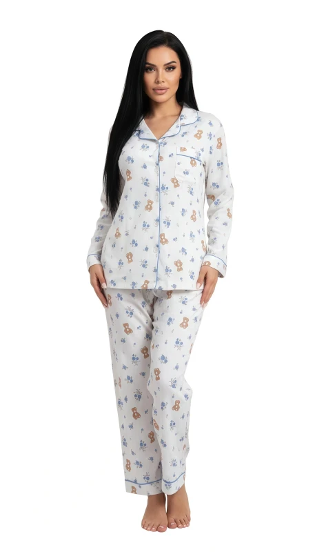 Women's Teddy & Blossom Comfort Pajama Set - Blue