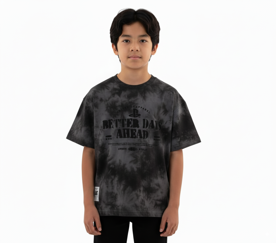 Boy's Better Days Ahead Quotes Round Neck Short Sleeve T-Shirt - Black