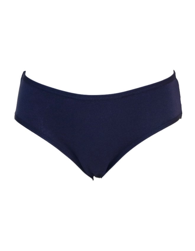 Women's Plain & Heart Design Mid Rise 6-Pack Panties, Multicolor - Navy