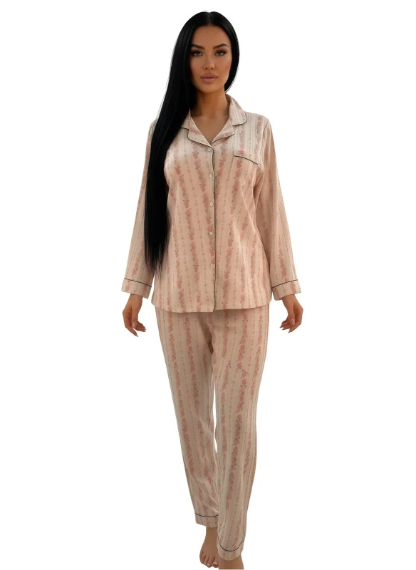 Women's Floral Print Long-Sleeve Pajama Set - White