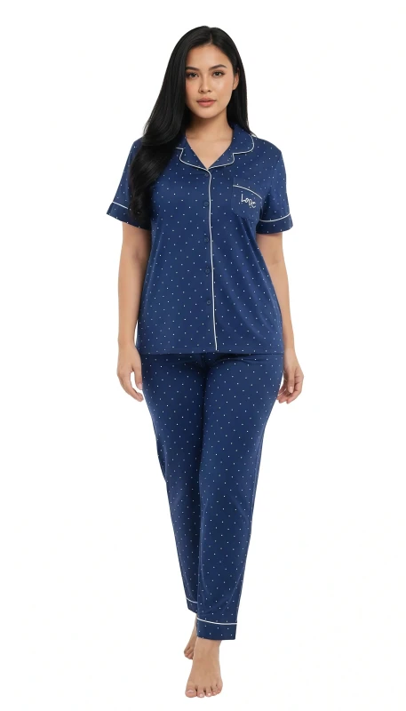 Women's Love Dot Pajama Set - Blue