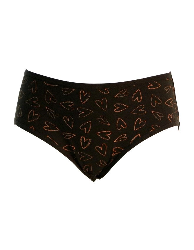 Women's Hearts Design Mid Rise 3-Pack Panties, Multicolor - Black
