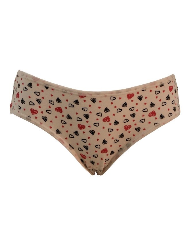 Women's Heart & Stripe Design Mid Rise 6-Pack Panties, Multicolor - Beige