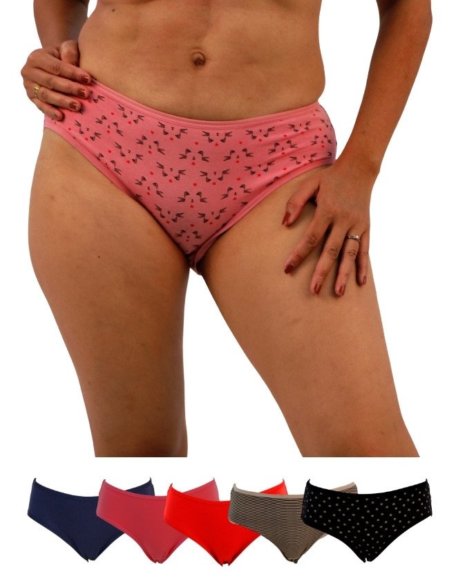 Women's Multiple Design Mid Rise 6-Pack Panties, Multicolor - LightPink