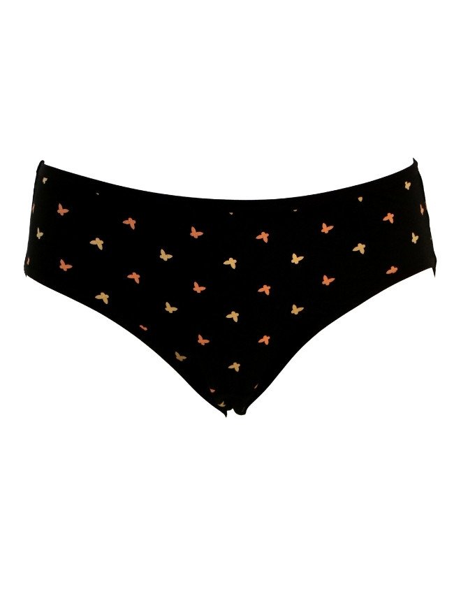 Women's Heart & Butterfly Design Mid Rise 6-Pack Panties, Multicolor - Black
