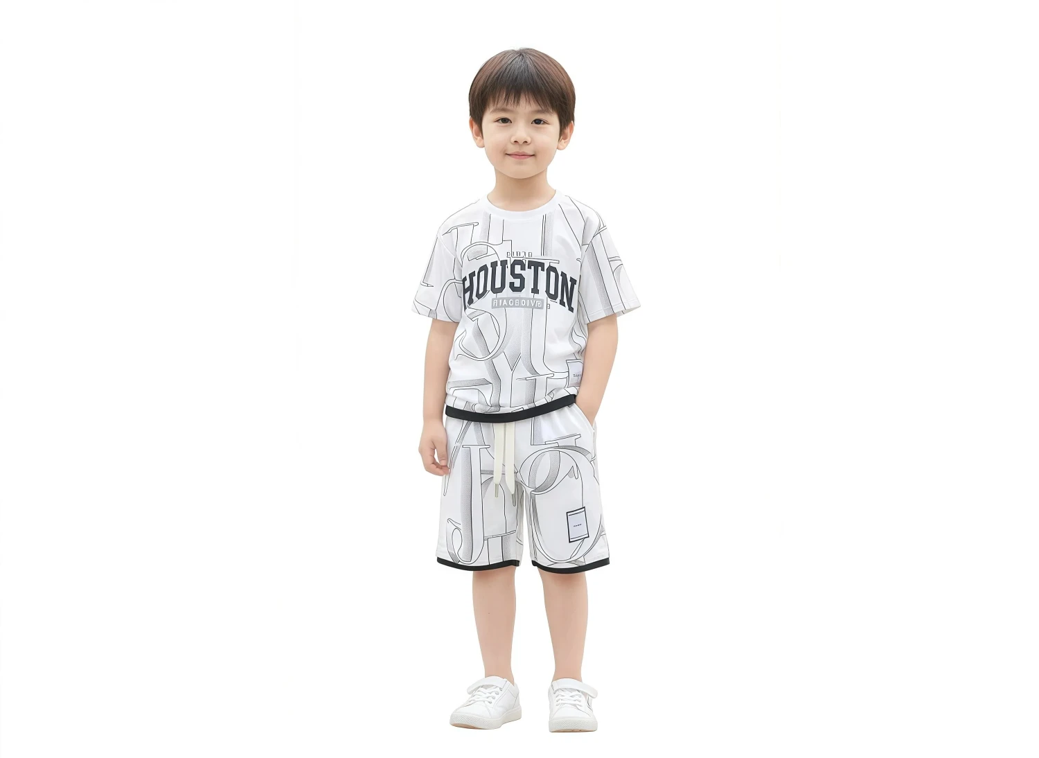 Boys' Houston Graphic Tee & Short Set - White