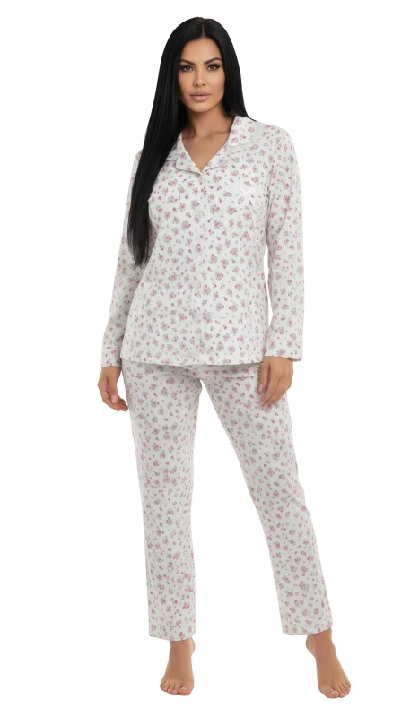 Women's Long Sleeve Floral Pajama Set - PeachPuff