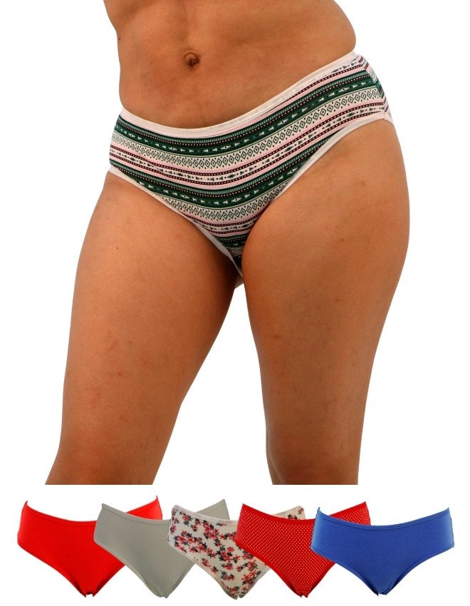 Women's Multiple Design Mid Rise 6-Pack Panties, Multicolor - White