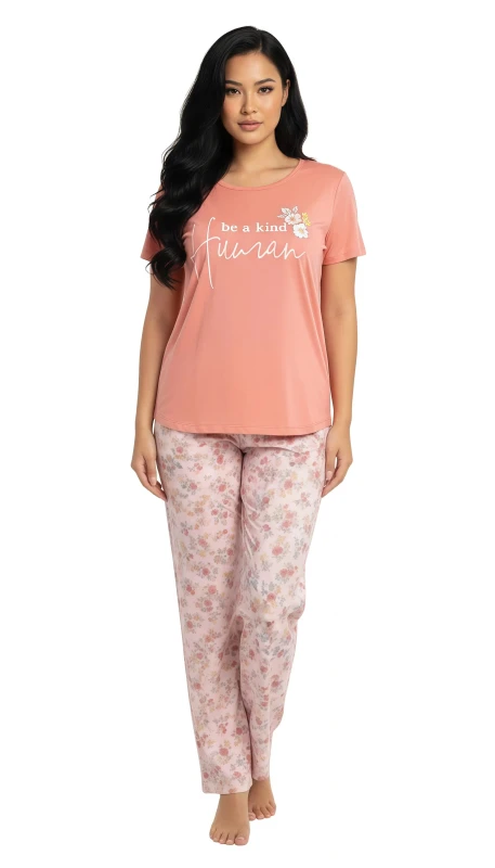 Women's Kind Human Floral Lounge Set - PeachPuff
