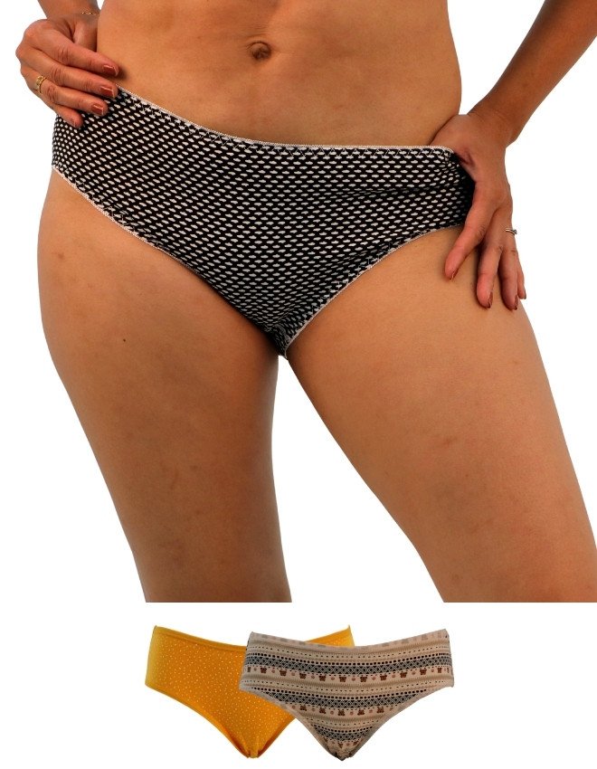 Women's Multiple Design Mid Rise 3-Pack Panties, Multicolor - DarkSlateGray