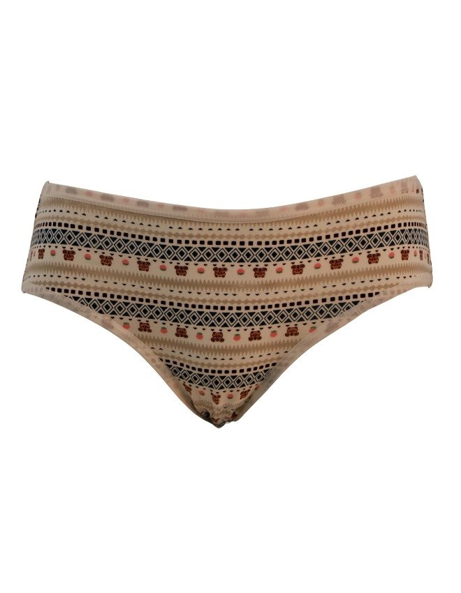 Women's Multiple Design Mid Rise 3-Pack Panties, Multicolor - Beige