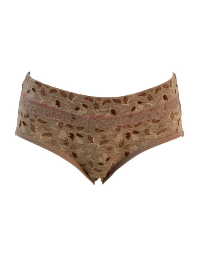 Women's Leaves Design Mid Rise 3-Pack Panties, Multicolor - LightGrey
