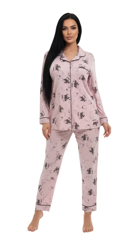 Women's Elegant Floral Comfort Pajama - Pink