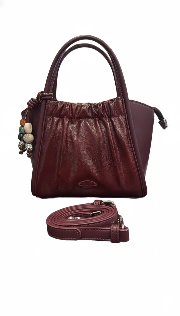 "Beaded Blossom" Satchel - Red