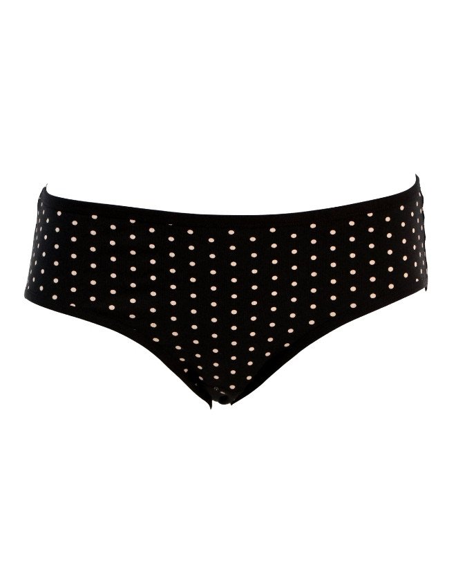 Women's Dots & Striped Design Mid Rise 3-Pack Panties, Multicolor - Black