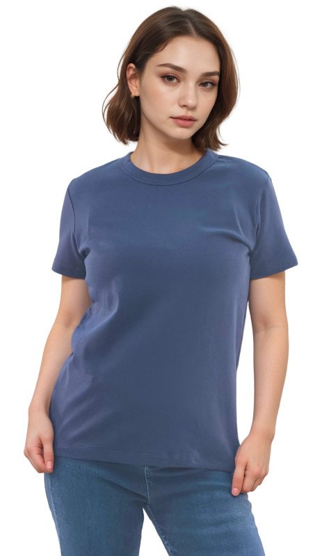 Women's Crew Neck Regular Fit Short Sleeve T-Shirt - Blue