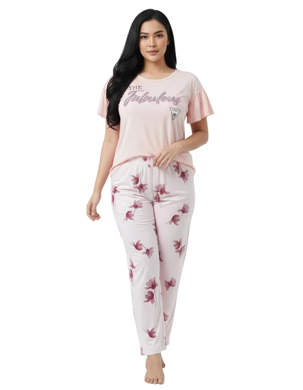 Women's Elegant Blossom Ladies' Pajama Set - Pink
