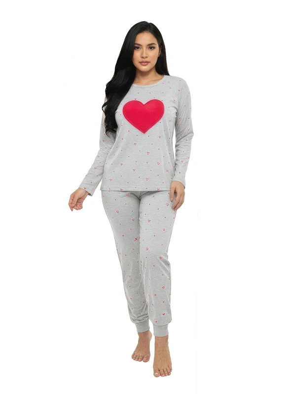 Women's Big Heart & Tiny Hearts PJ Set - Gray