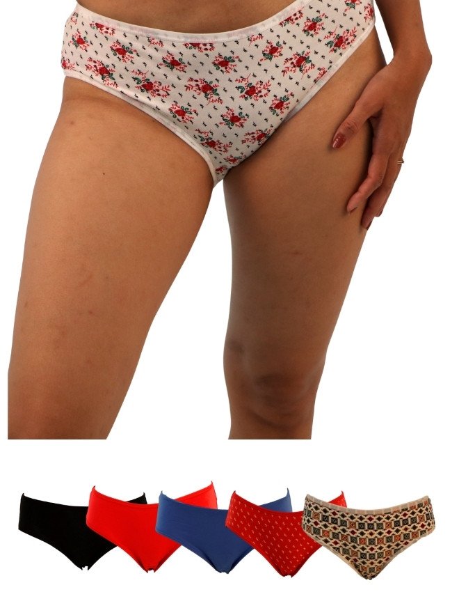 Women's Multiple Design Mid Rise 6-Pack Panties, Multicolor - White