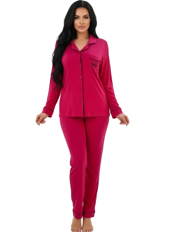 Sweet Dreams Piped Pajama Set - Pink