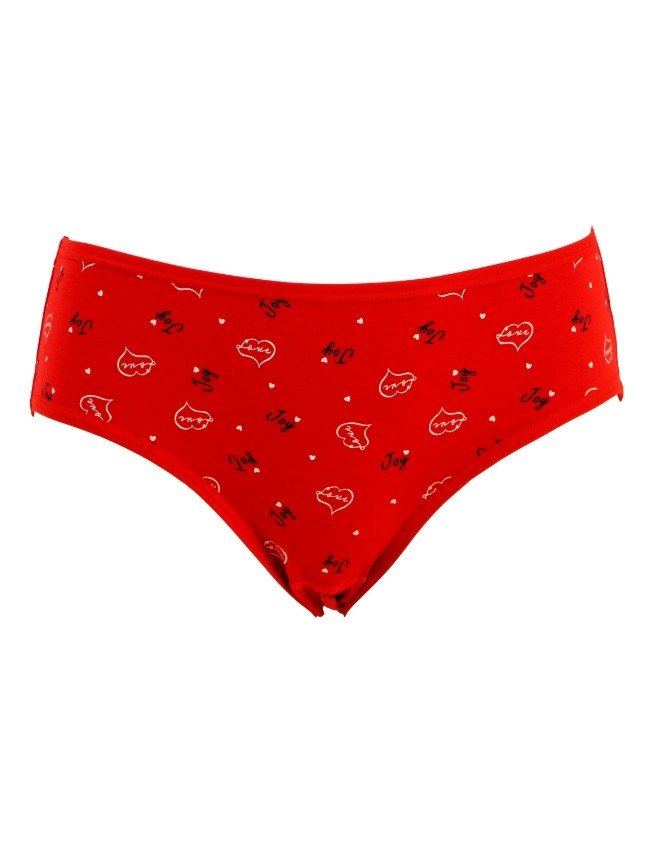 Women's Floral & Heart Design Mid Rise 3-Pack Panties, Multicolor - Red
