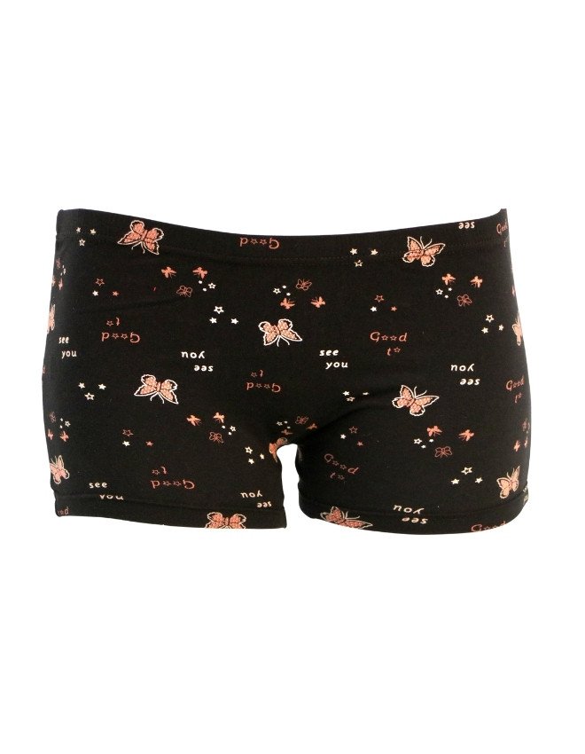 Women's Butterfly & Text Design Boyshort 3-Pack Underwear, Multicolor - Black