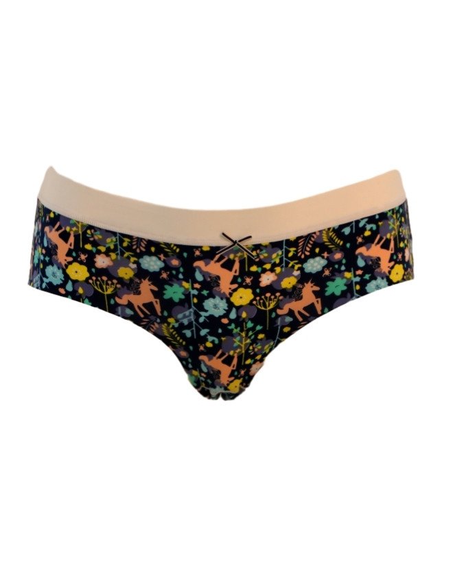 Women's Animal & Floral Design Mid Rise 3-Pack Panties, Multicolor - Black