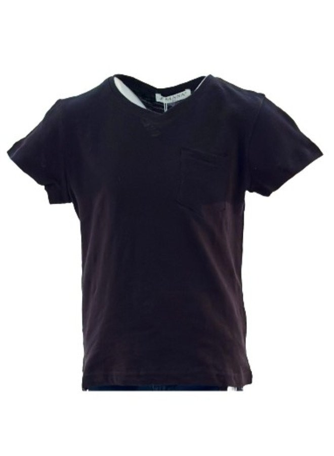 Boy's V-Neck Pocket Short Sleeve T-Shirt - Black