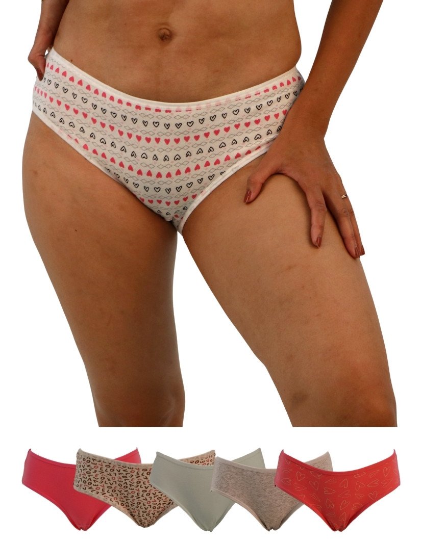 Women's Heart & Love Design Mid Rise 6-Pack Panties, Multicolor - White