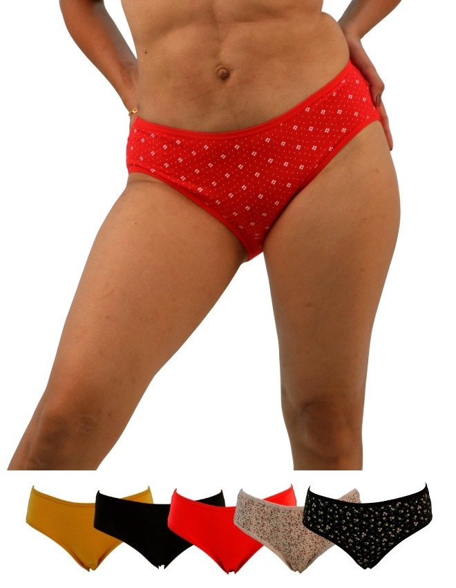 Women's Floral Design Mid Rise 6-Pack Panties, Multicolor - Red