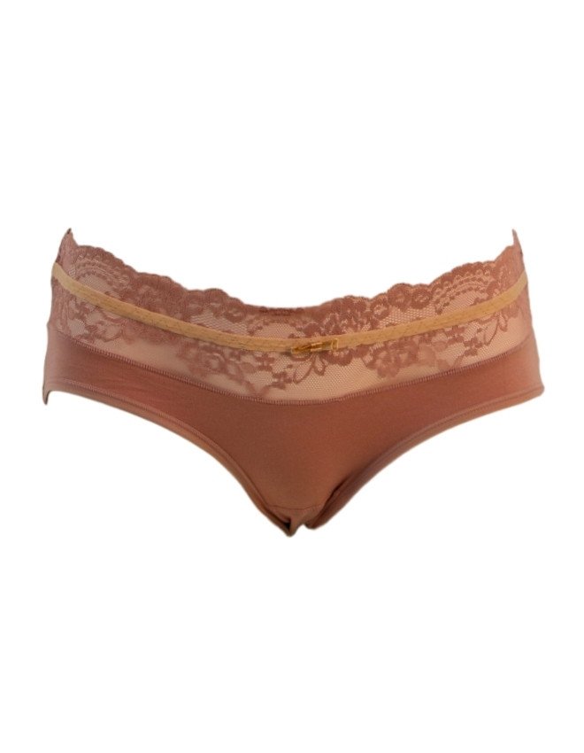 Women's Lace Waist Design Mid Rise 3-Pack Panties, Multicolor - Brown