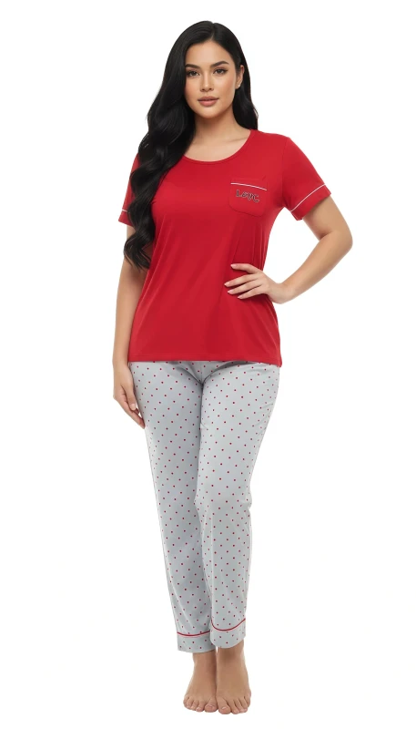 Women's Sweetheart Dot Lounge Set - Red
