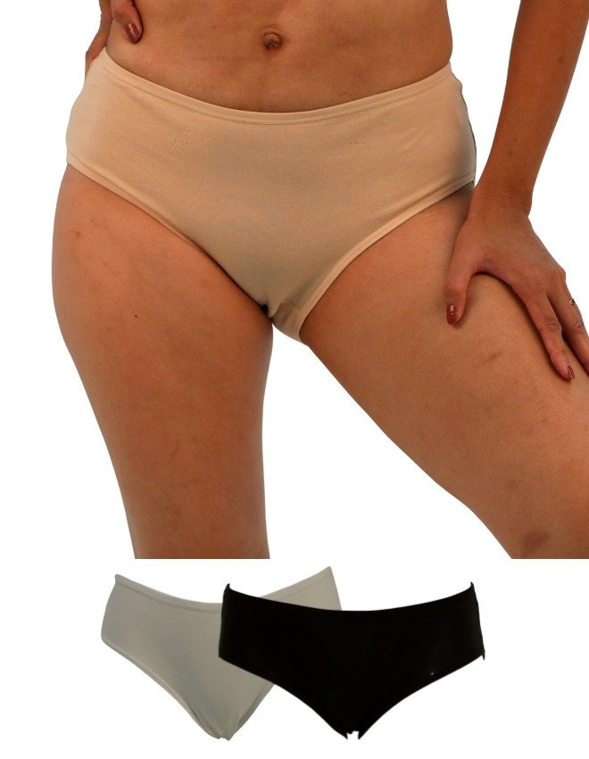 Women's Plain Design Mid Rise 3-Pack Panties, Multicolor, - Beige