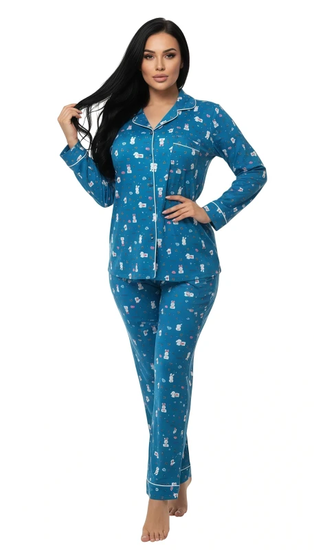 Women's Soft Slumber Bunny Print Pajama - LightSeaGreen
