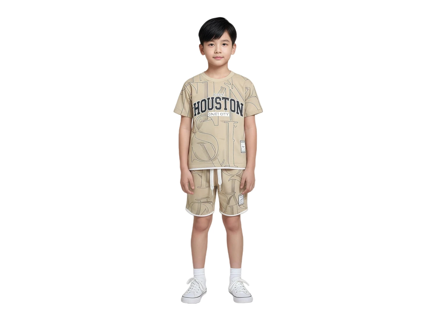 Boys' Houston Graphic Tee & Short Set - Beige
