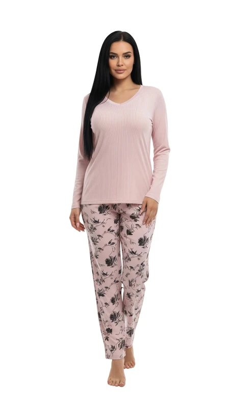 Women's Cozy Elegance & Floral Pajama - Pink