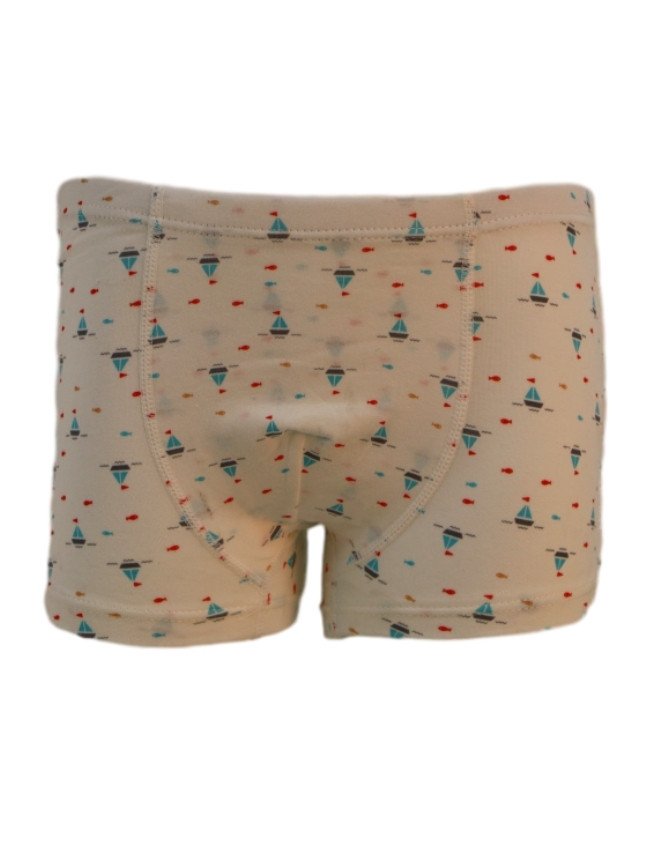 Boy's Sea Life & Boat Design Boyshort 3-Pack Underwear, Multicolor - LightGrey