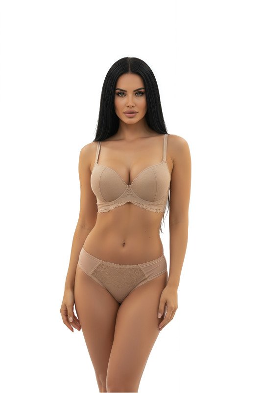 Women's Everyday Comfortable Bra & Panty Set Seamless, Breathable, and Lightweight Lingerie for Daily Wear Full Coverage Bra for Women - Beige