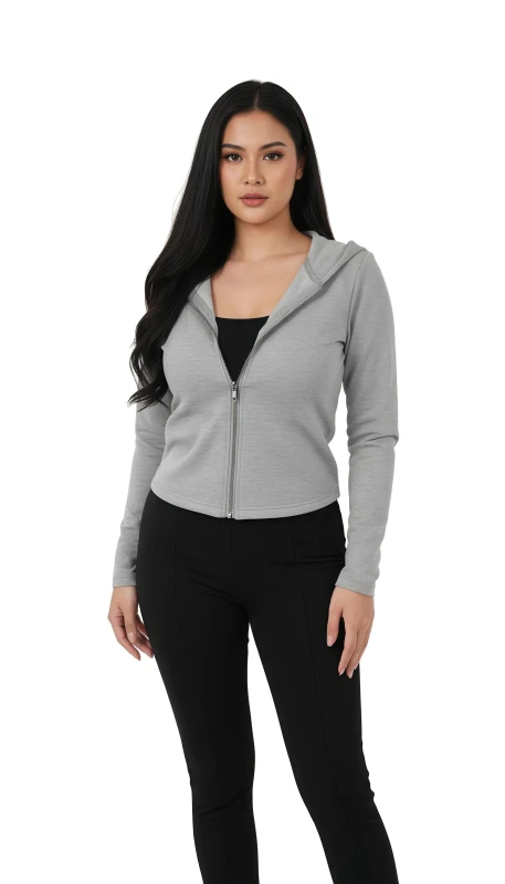 Women's Everyday Full-Zip Hooded Jacket - Gray