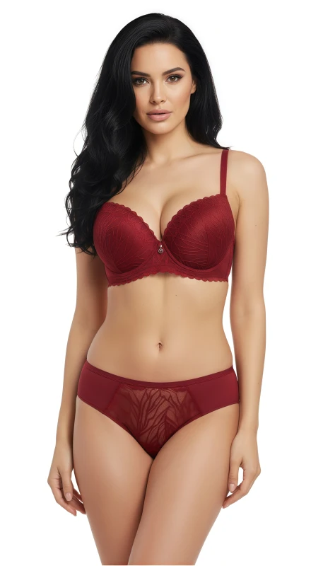 Women's Everyday Comfortable Bra & Panty Set Seamless, Breathable, and Lightweight Lingerie for Daily Wear Full Coverage Bra for Women - Red