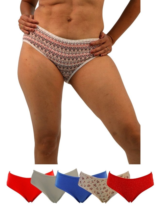 Women's Geometric Design Mid Rise 6-Pack Panties, Multicolor - Beige