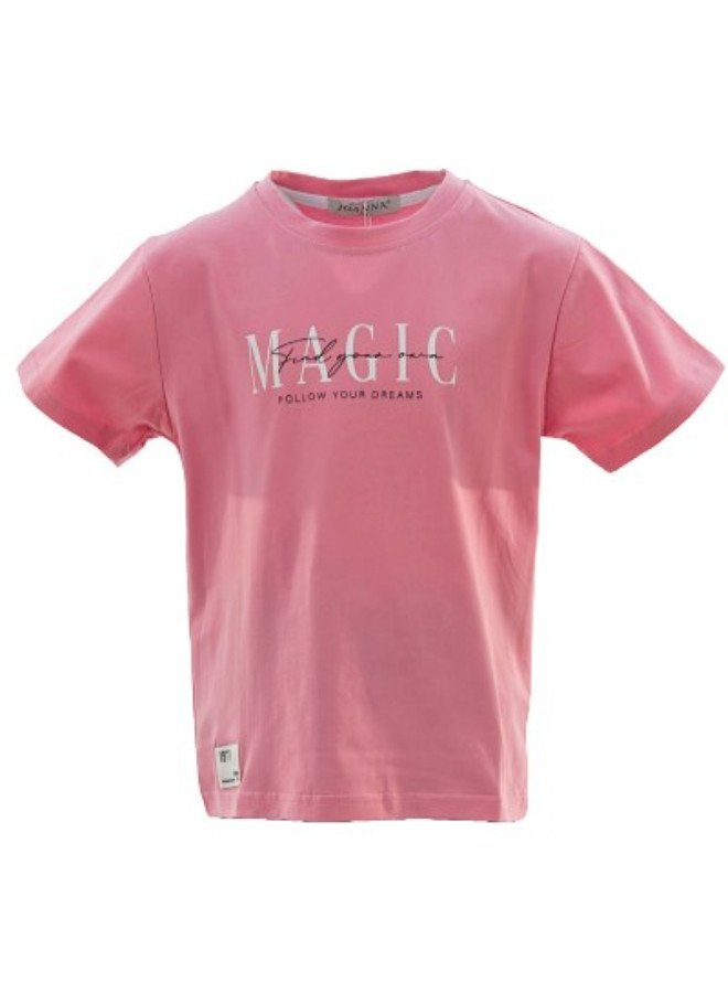 Boy's Find Your Own Magic Follow Your Dreams Quotes Round Neck Short Sleeve T-Shirt - Pink