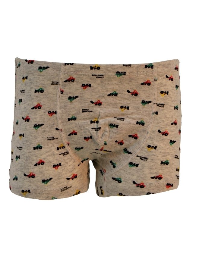 Boy's Car & Star Design Boyshort 3-Pack Underwear, Multicolor - LightGrey