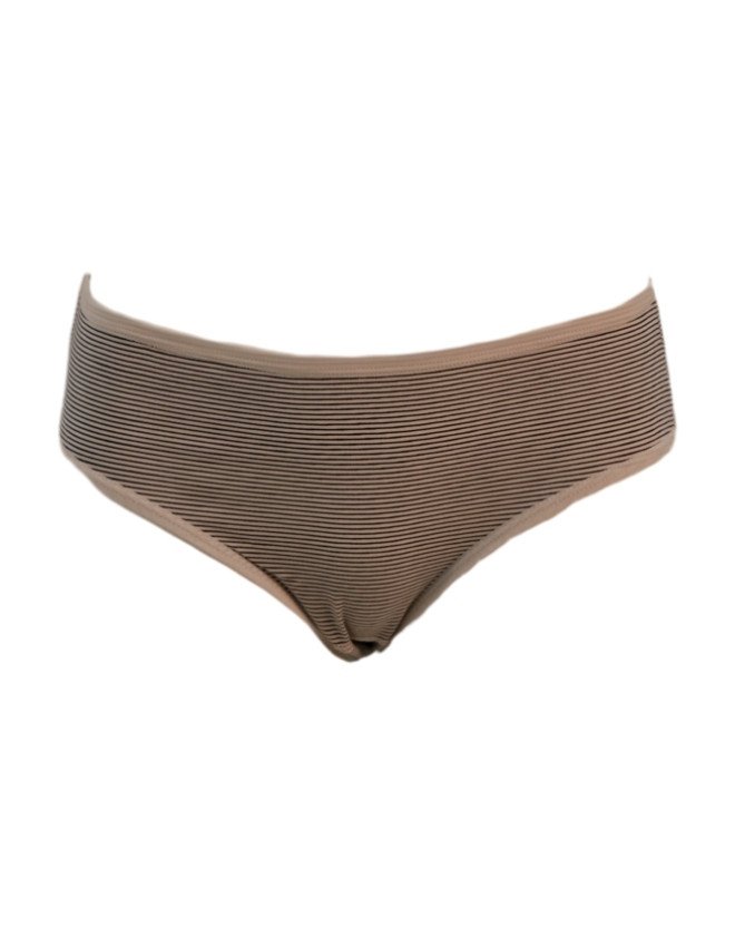Women's Dots & Striped Design Mid Rise 3-Pack Panties, Multicolor - Beige