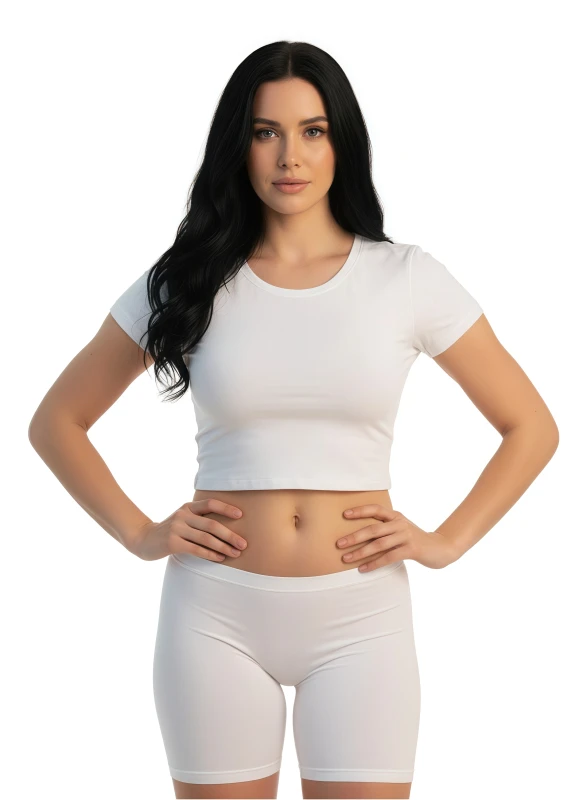 Everyday ComfortFlex Women's Short Sleeve Crop Top - White