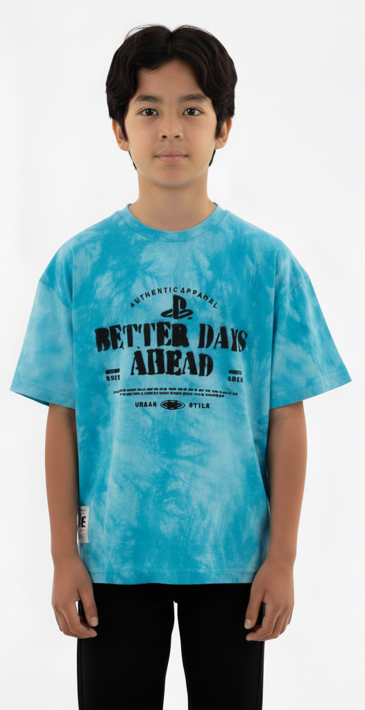 Boy's Better Days Ahead Quotes Round Neck Short Sleeve T-Shirt - Turquoise