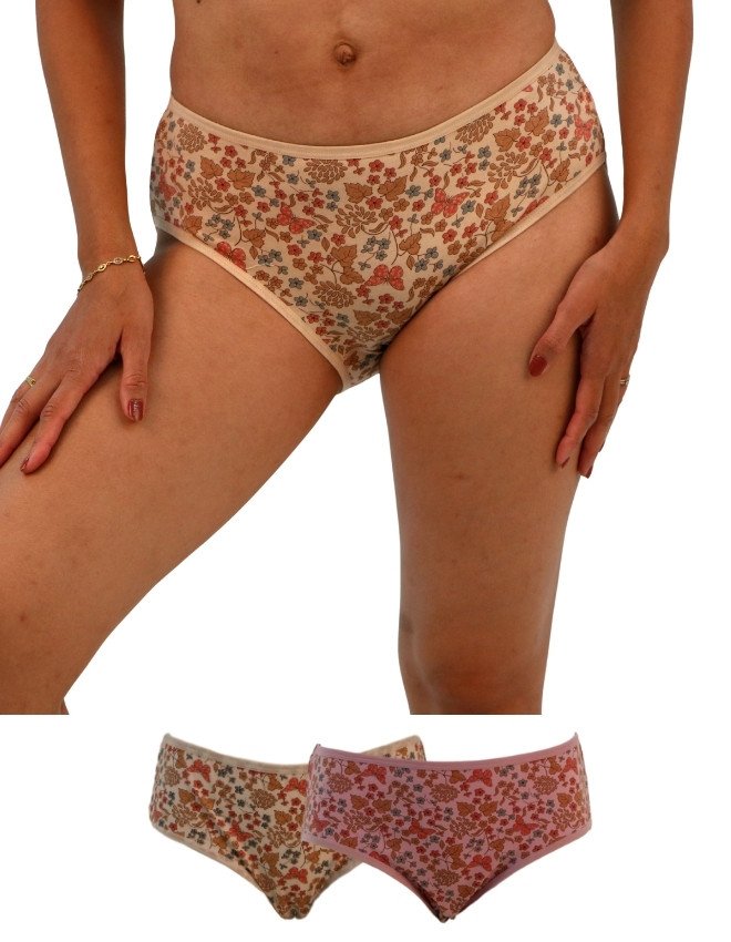 Women's Floral Design Mid Rise 3-Pack Panties, Multicolor - LightBrown