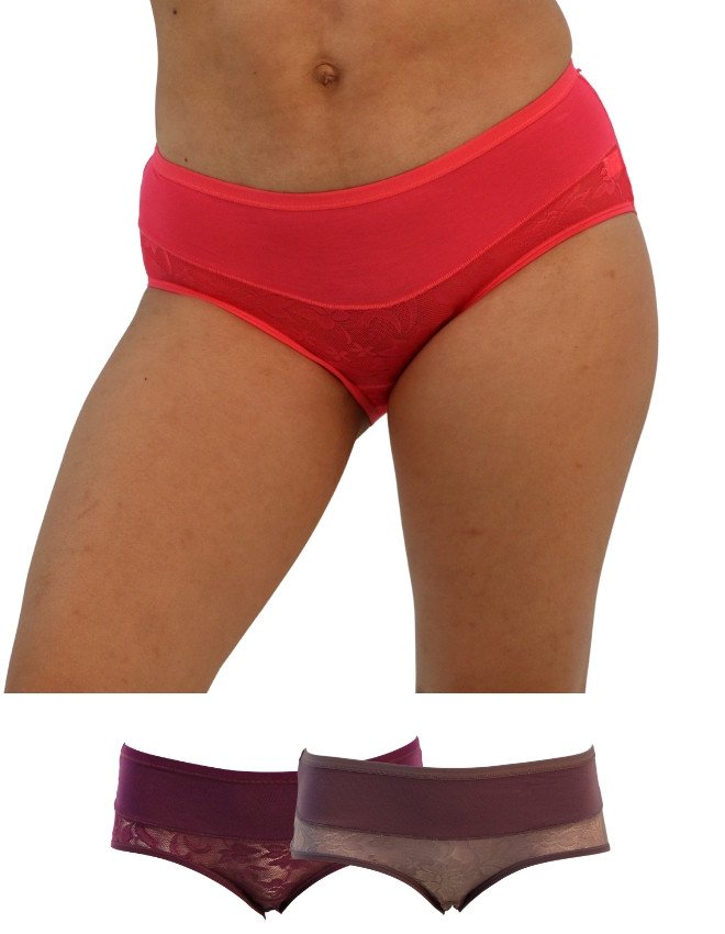 Women's Floral Design Mid Rise 3-Pack Panties, Multicolor - Red