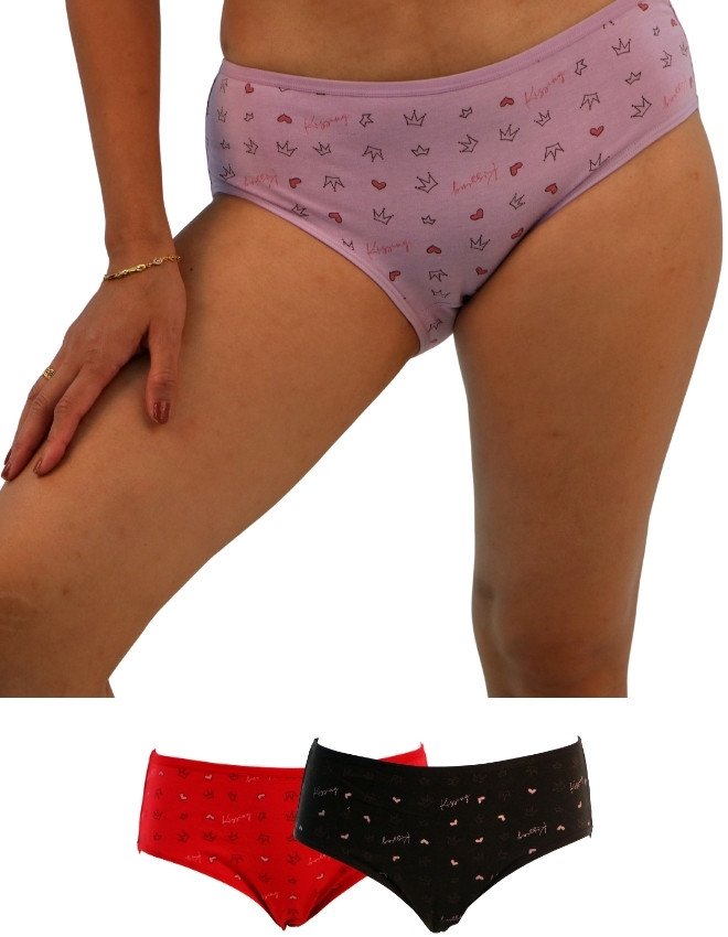 Women's Heart & Crown Design Mid Rise 3-Pack Panties, Multicolor - MediumPurple