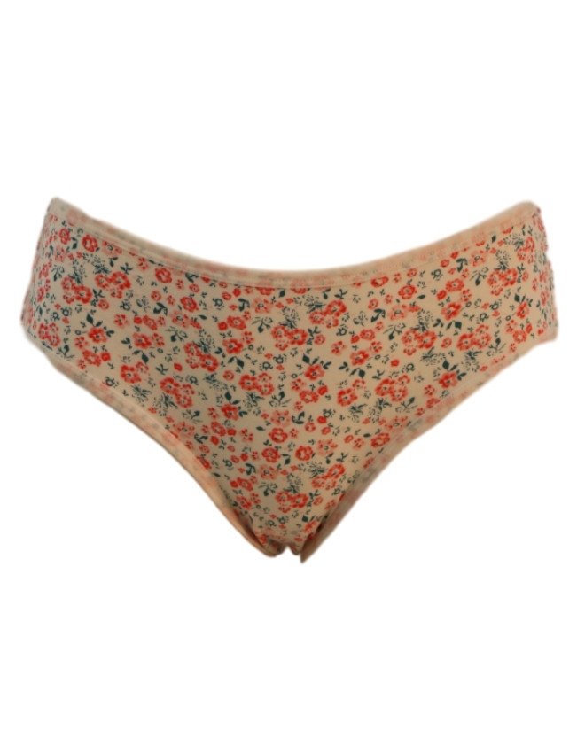 Women's Heart & Floral Design Mid Rise 6-Pack Panties, Multicolor - Beige